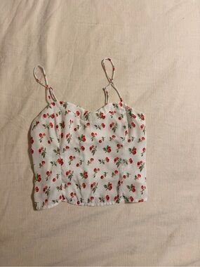 Abercrombie & Fitch White Cherry-Print Camisole